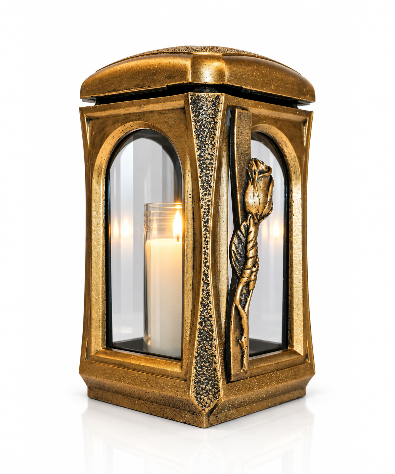 złoty znicz żywiczny lampion retro motyw róży złoty znicz żywiczny lampion retro motyw róży